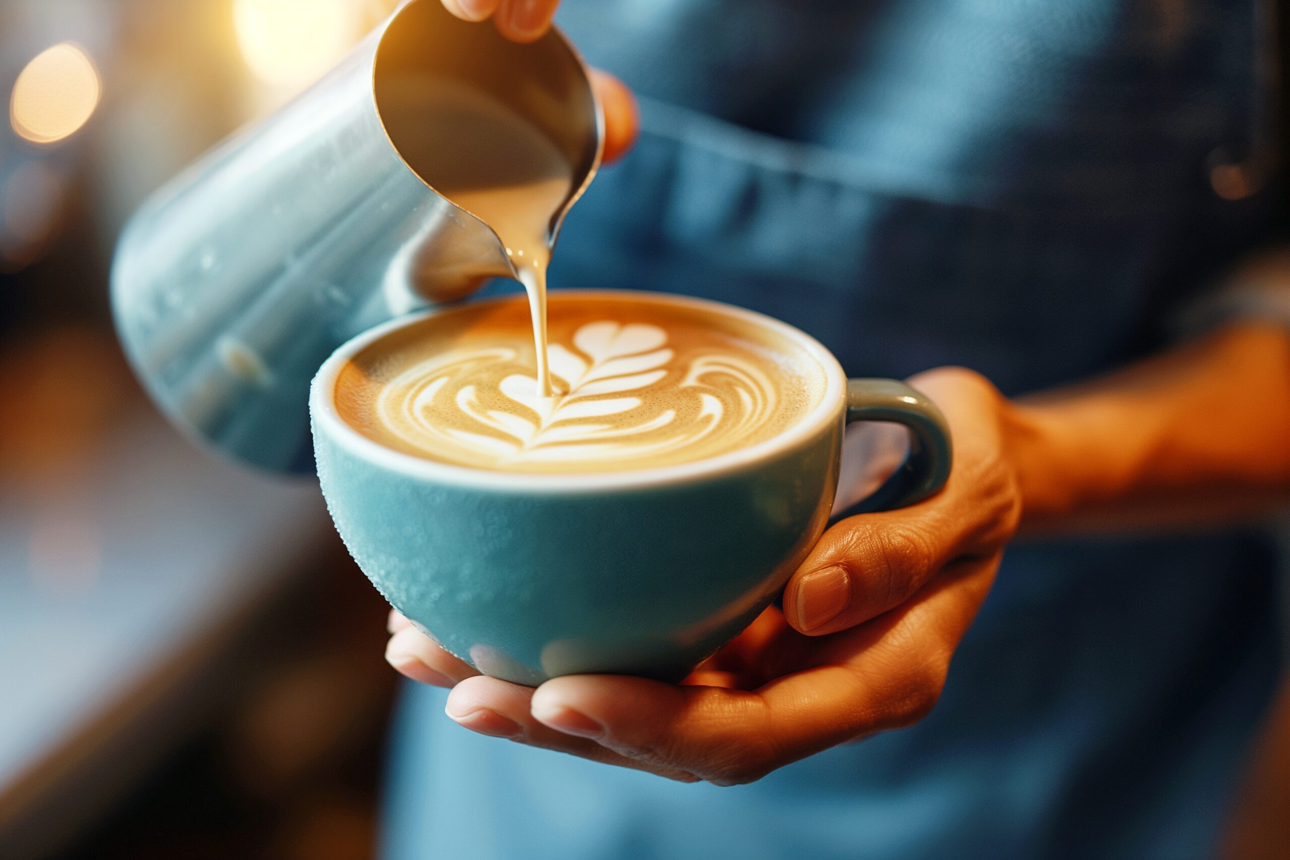 ラテアート中の写真